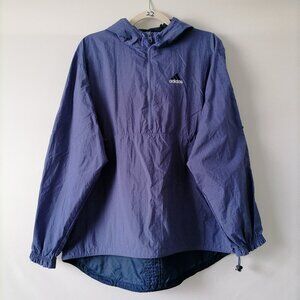 Adidas Y2K Women's Periwinkle Navy Long Sleeve 1/4 Zip Hooded Windbreaker Size L